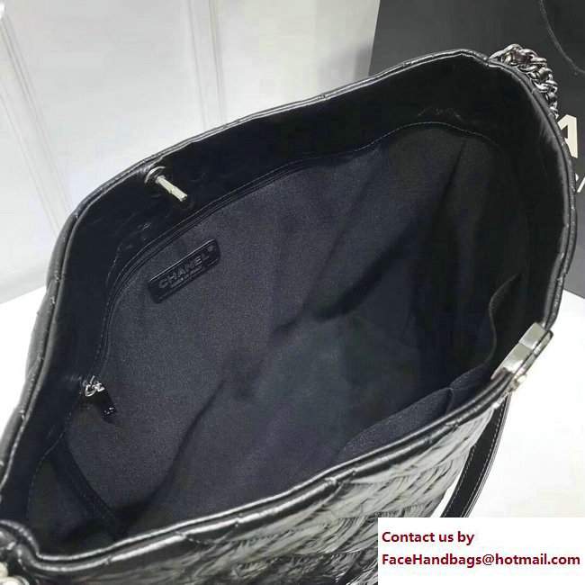Chanel Metallic Crumpled Calfskin Big Bang Large Hobo Bag A91977 Black 2017