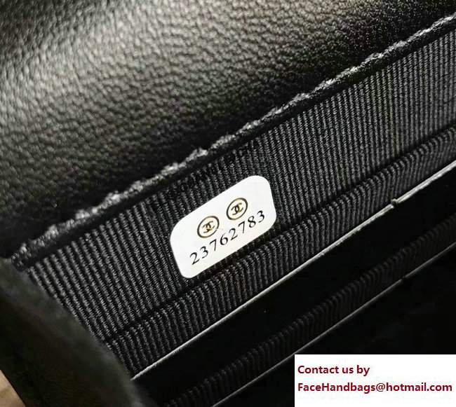 Chanel Metallic Lambskin Wallet On Chain WOC Bag A84327 Black 2017