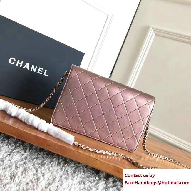Chanel Metallic Lambskin Wallet On Chain WOC Bag A84327 Pink Gold 2017 - Click Image to Close