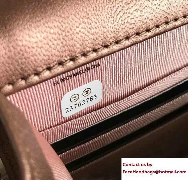 Chanel Metallic Lambskin Wallet On Chain WOC Bag A84327 Pink Gold 2017