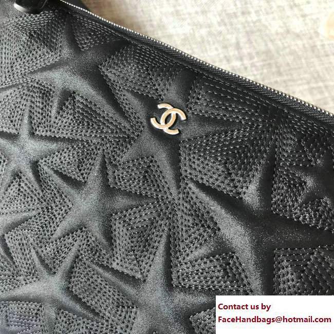 Chanel Metallic Star Embossed Large Pouch Clutch Bag A70101 Black 2017