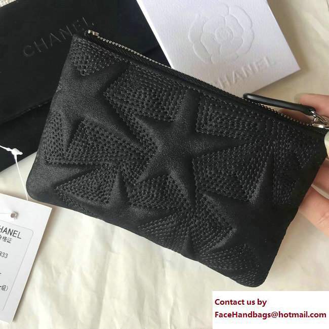 Chanel Metallic Star Embossed Mini Pouch Bag A70100 Black 2017