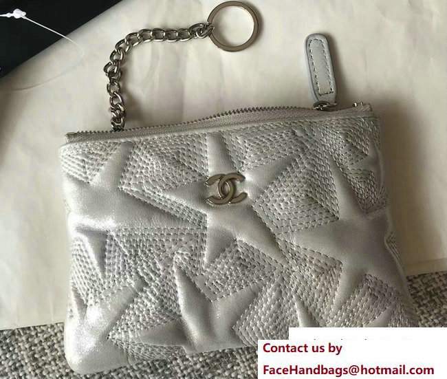 Chanel Metallic Star Embossed Mini Pouch Bag A70100 Light Gray 2017 - Click Image to Close