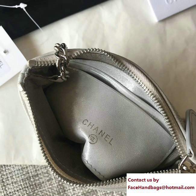 Chanel Metallic Star Embossed Mini Pouch Bag A70100 Light Gray 2017 - Click Image to Close