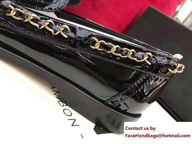 Chanel Patent Calfskin CC Logo Chain Loafers G33521 Black 2018