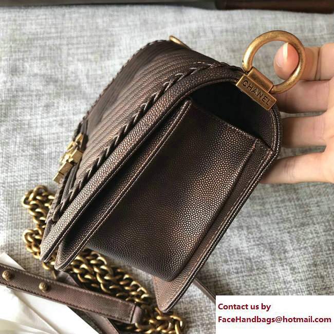 Chanel Patinated Chevron Boy Braided Old Medium Flap Bag Bronze Cruise 2018