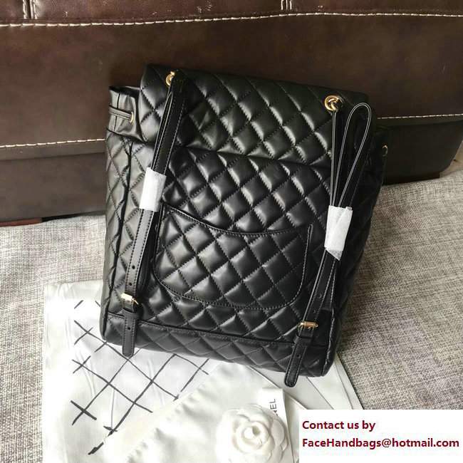 Chanel Quilted Lambskin Backpack Large Bag Black/Gold Fall Winter 2017