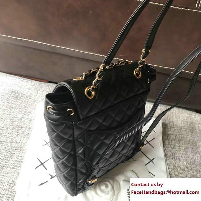 Chanel Quilted Lambskin Backpack Small Bag Black/Gold Fall Winter 2017 - Click Image to Close
