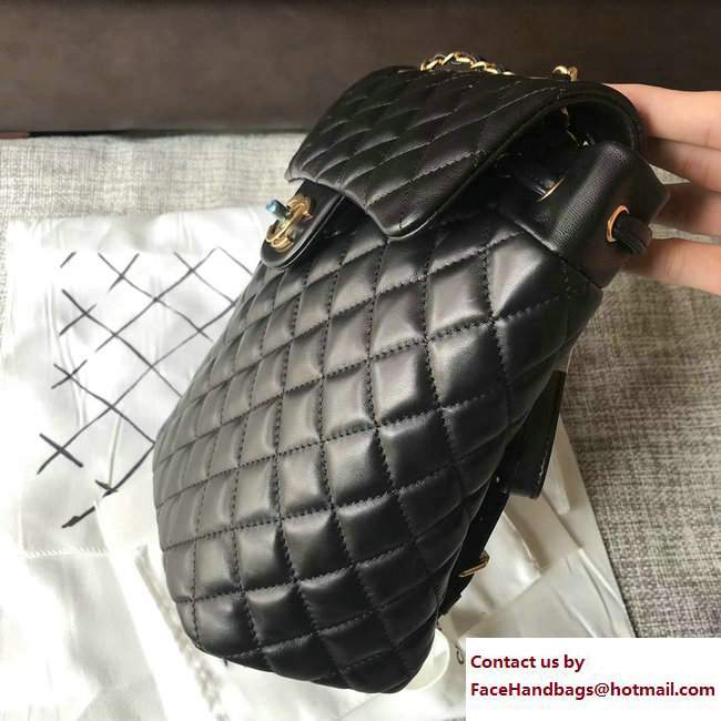 Chanel Quilted Lambskin Backpack Small Bag Black/Gold Fall Winter 2017 - Click Image to Close