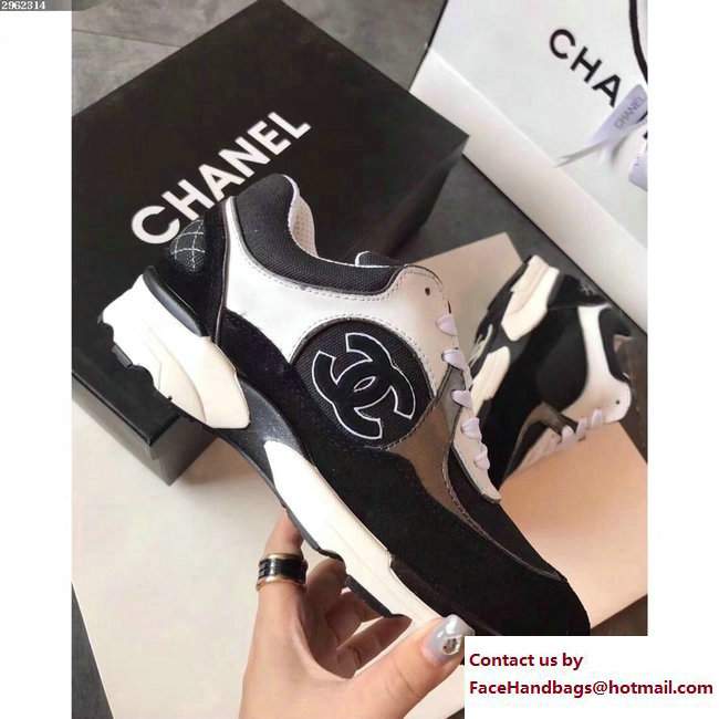 Chanel Sneakers Suede Black/White - Click Image to Close