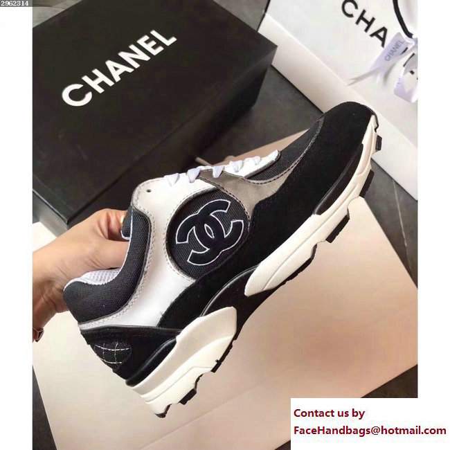Chanel Sneakers Suede Black/White - Click Image to Close