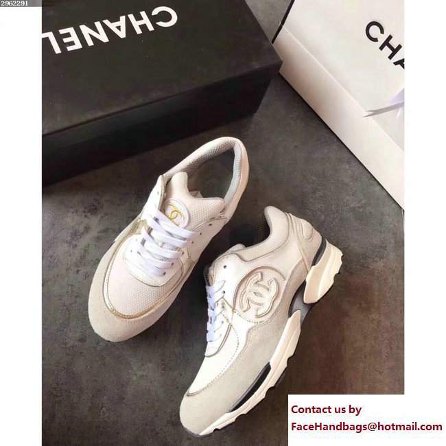 Chanel Sneakers Suede Creamy