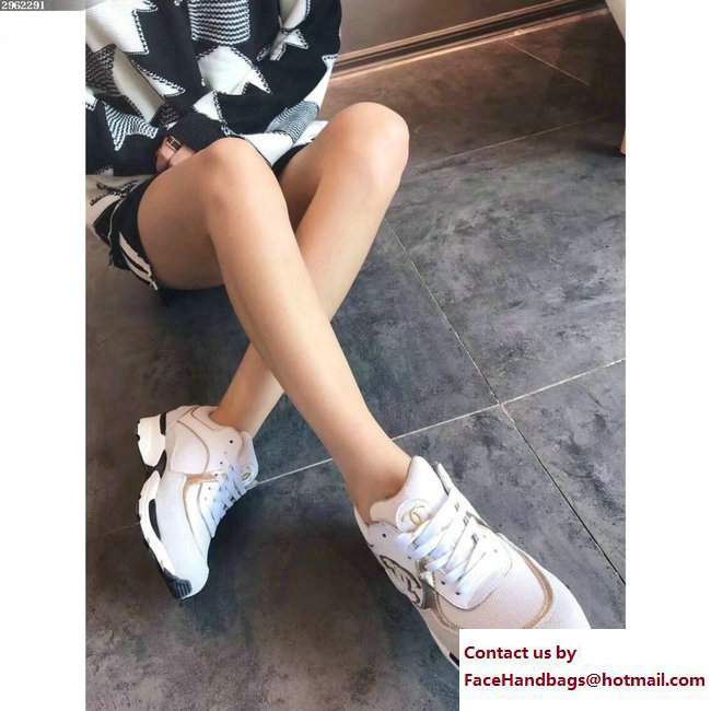 Chanel Sneakers Suede Creamy