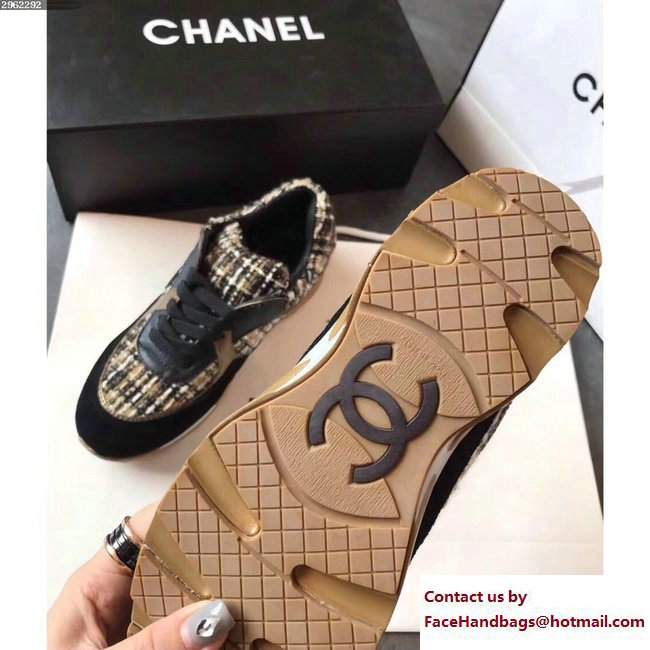 Chanel Sneakers Tweed Black/Gold