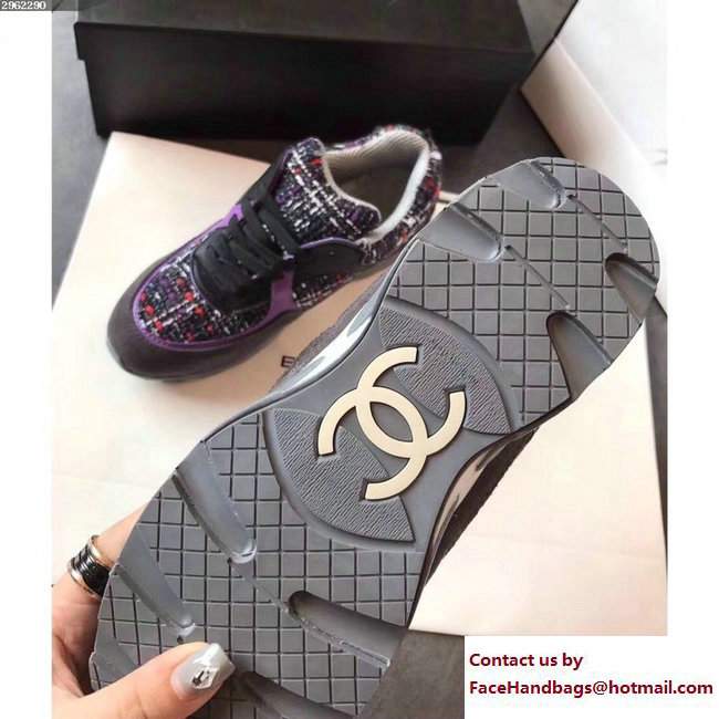 Chanel Sneakers Tweed Black/Purple