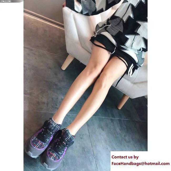 Chanel Sneakers Tweed Black/Purple - Click Image to Close