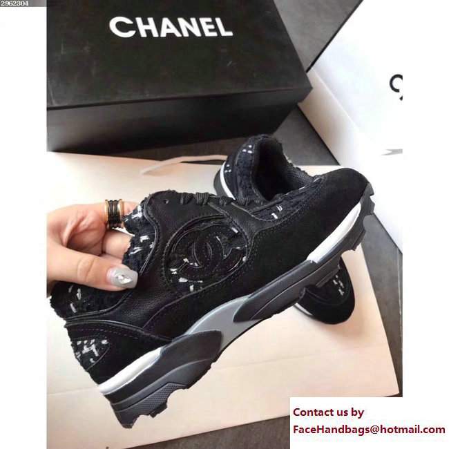 Chanel Sneakers Tweed Black