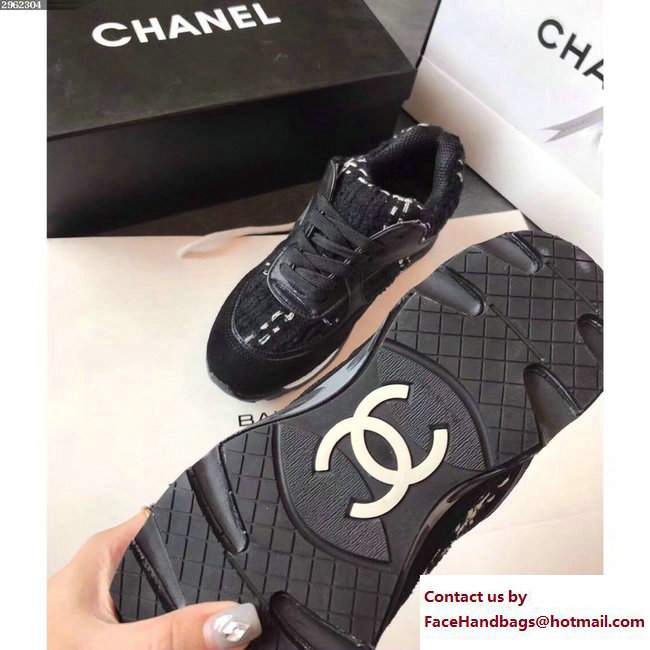 Chanel Sneakers Tweed Black - Click Image to Close