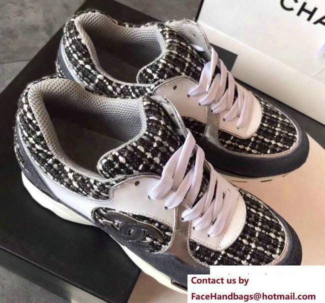 Chanel Sneakers Tweed Gray/White - Click Image to Close