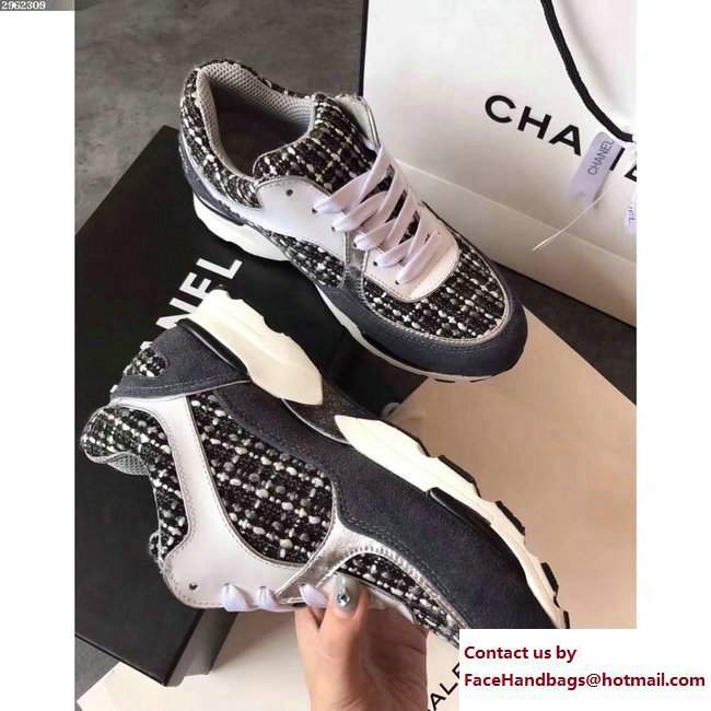 Chanel Sneakers Tweed Gray/White