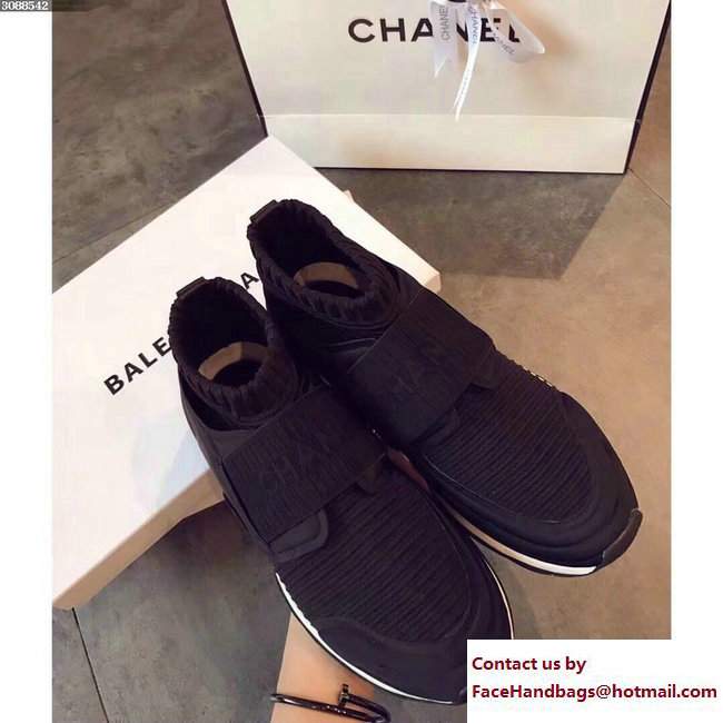 Chanel Stretch and Glittered Fabric Sneakers G33070 Black Spring 2018