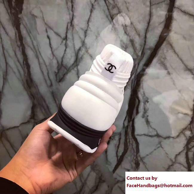 Chanel Stretch and Glittered Fabric Sneakers G33070 White Spring 2018