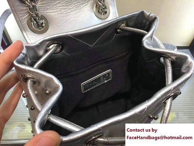 Chanel Stud Wars Backpack Bag A91959 Silver 2017