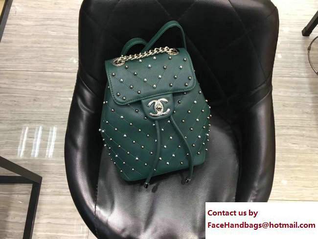 Chanel Stud Wars Backpack Bag A91959 green 2017