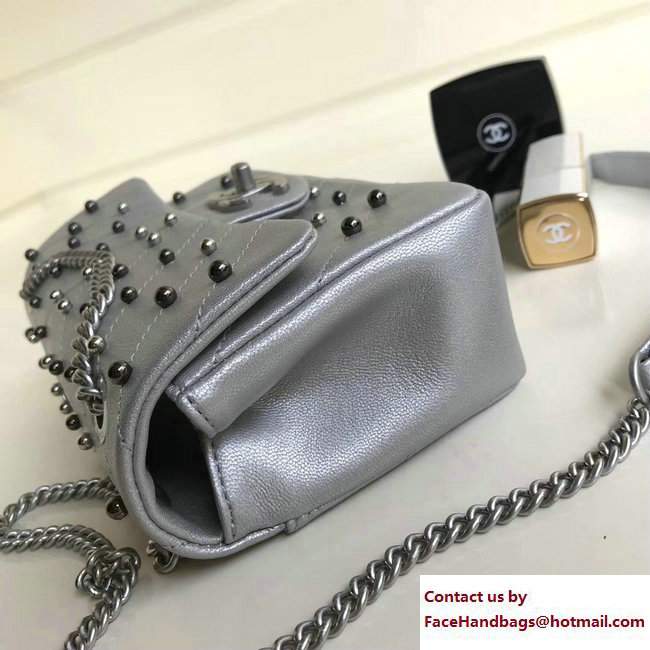 Chanel Stud Wars Mini Flap Bag A91954 Silver 2017