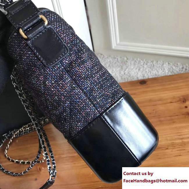 Chanel Tweed/Calfskin Gabrielle Medium Hobo Bag A93824 Black/Multicolor 2017 - Click Image to Close