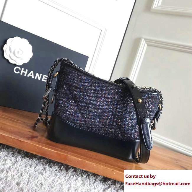 Chanel Tweed/Calfskin Gabrielle Small Hobo Bag A91810 Black/Multicolor 2017