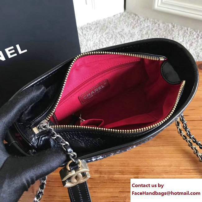 Chanel Tweed/Calfskin Gabrielle Small Hobo Bag A91810 Black/White 2017