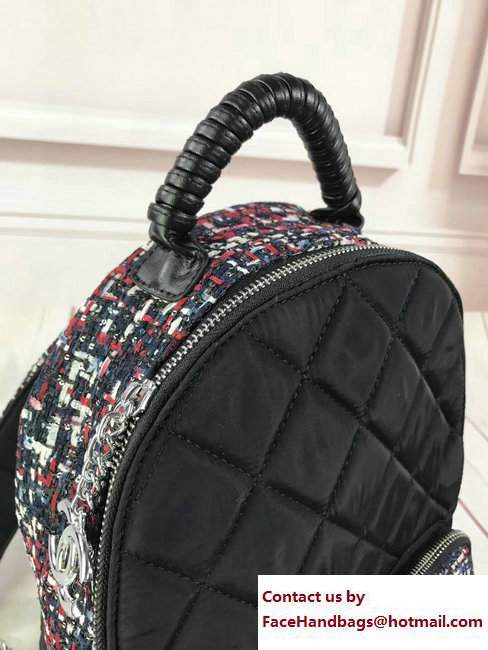Chanel Tweed and Nylon Astronaut Essentials Backpack Bag A91964 Black 2017