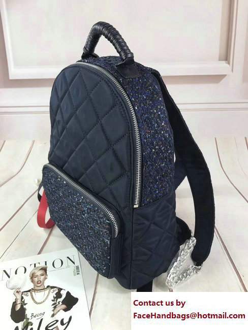 Chanel Tweed and Nylon Astronaut Essentials Backpack Bag A91964 Navy Blue 2017