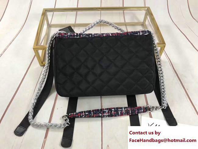 Chanel Tweed and Nylon Astronaut Essentials Flap Bag Black 2017