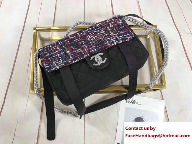 Chanel Tweed and Nylon Astronaut Essentials Flap Bag Black 2017 - Click Image to Close