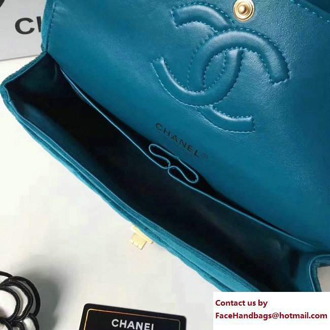 Chanel Velvet 2.55 Reissue Size 225 Flap Bag Peacock Blue 2017 - Click Image to Close