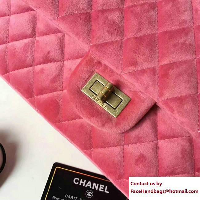 Chanel Velvet 2.55 Reissue Size 225 Flap Bag Pink 2017