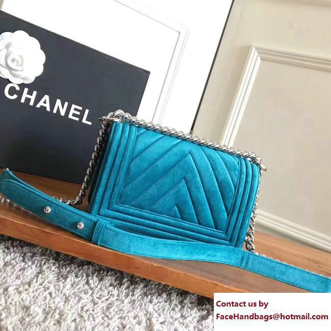 Chanel Velvet Boy Flap Small Bag With Strass Planet Brooch Turquoise 2017