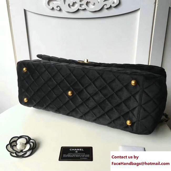 Chanel Velvet XXL Large Classic Flap Bag A91169 Black 2017 - Click Image to Close