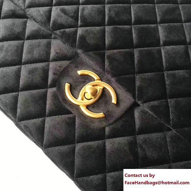 Chanel Velvet XXL Large Classic Flap Bag A91169 Black 2017 - Click Image to Close