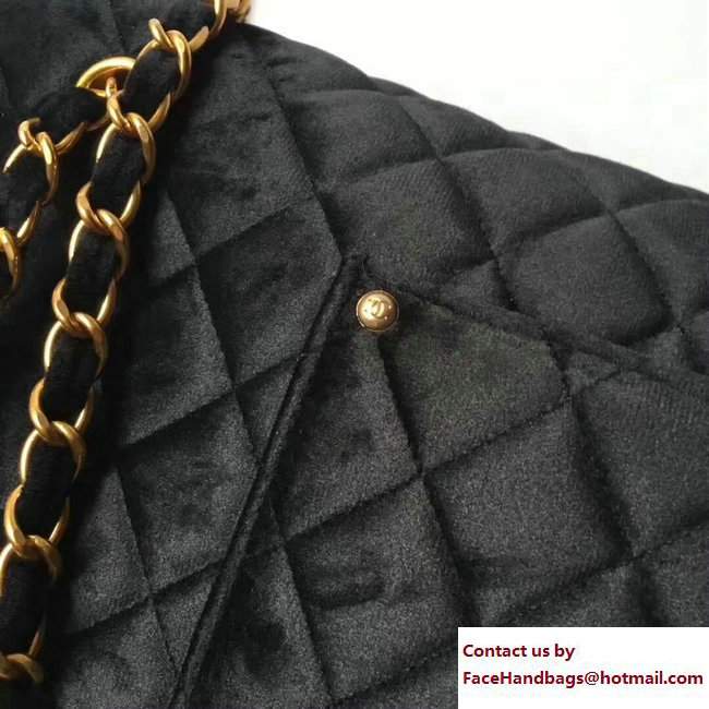 Chanel Velvet XXL Large Classic Flap Bag A91169 Black 2017