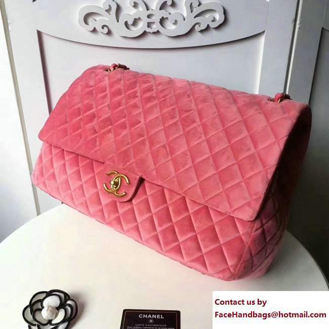 Chanel Velvet XXL Large Classic Flap Bag A91169 Pink 2017