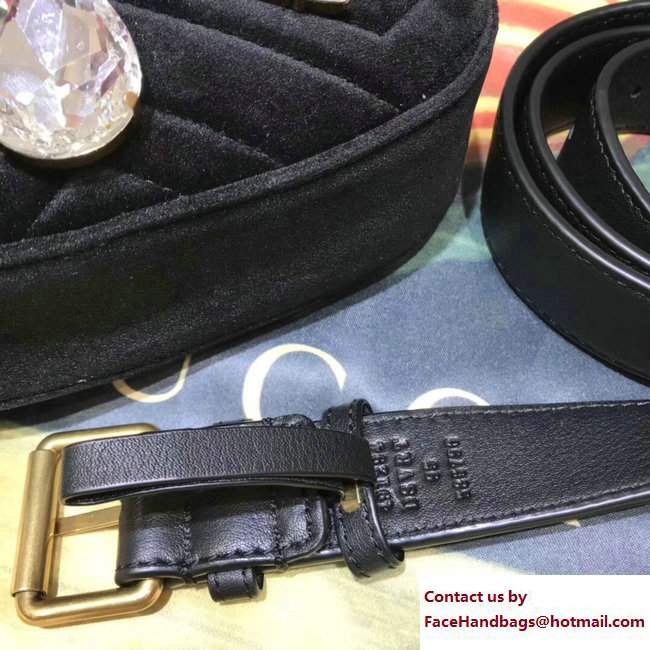 Gucci Chevron Velvet GG Marmont Belt Bag 476434 Black 2017 - Click Image to Close