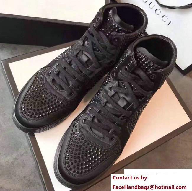 Gucci Crystal Embellished Sneakers Black 2017