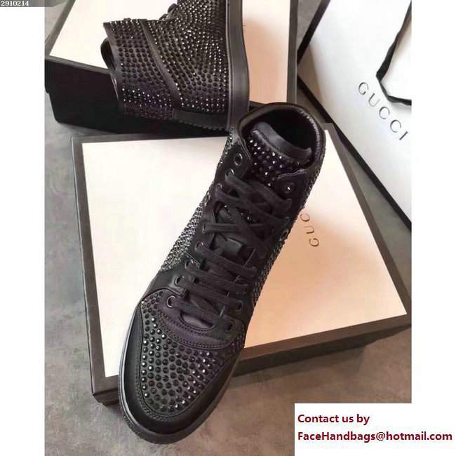 Gucci Crystal Embellished Sneakers Black 2017 - Click Image to Close