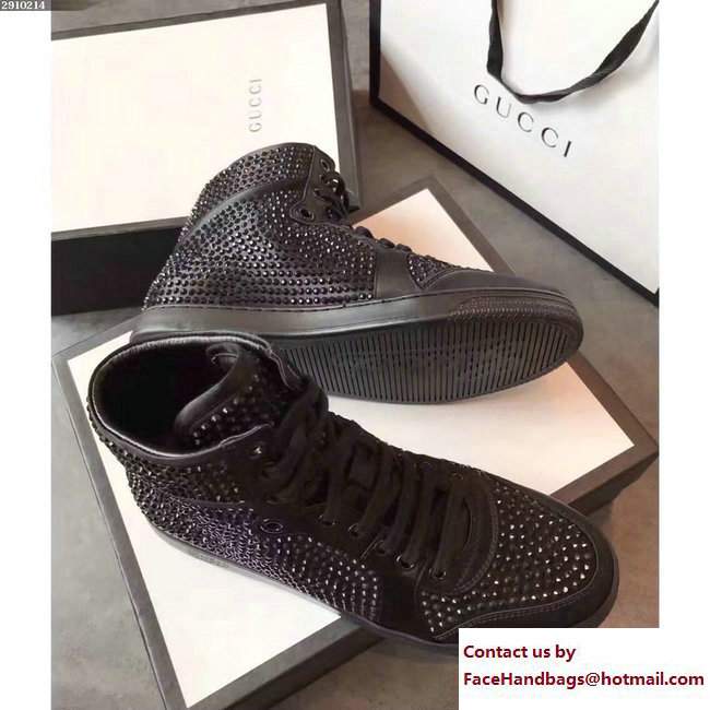 Gucci Crystal Embellished Sneakers Black 2017