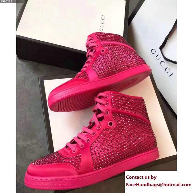 Gucci Crystal Embellished Sneakers Fuchsia 2017 - Click Image to Close