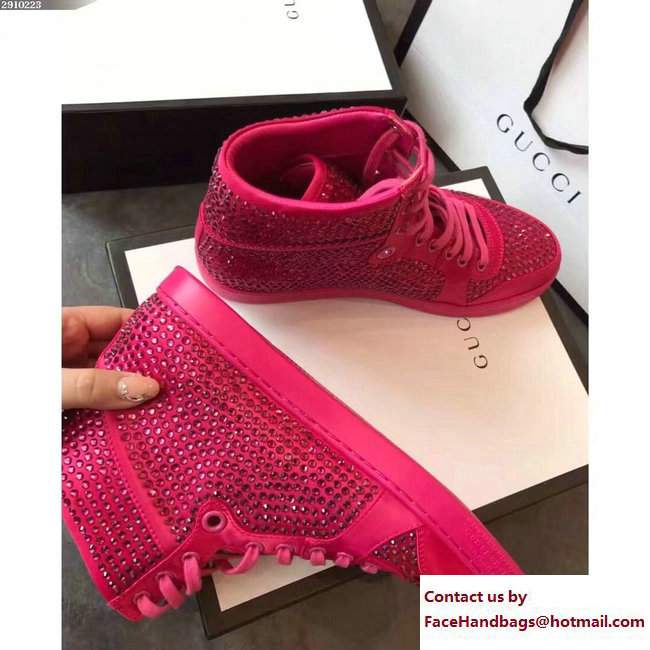 Gucci Crystal Embellished Sneakers Fuchsia 2017
