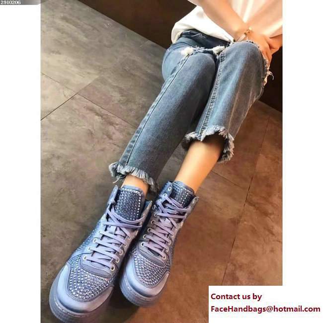 Gucci Crystal Embellished Sneakers Light Blue 2017 - Click Image to Close